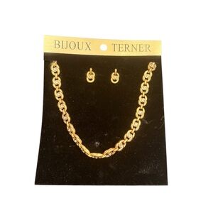NWT Bijoux Terner Gold Chain Link Necklace and Earrings Jewelry Set Chunky